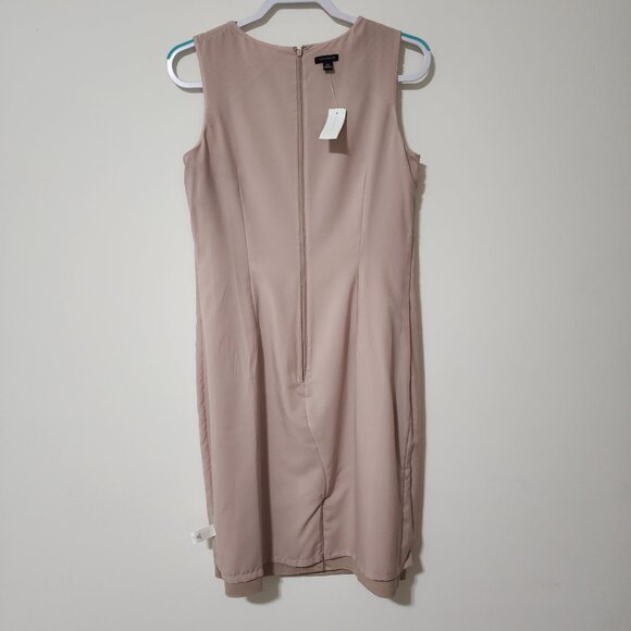 NWT $169 Ann Taylor Womens Sheath Dress Beige Wool-Blend Sleeveless Tall Size 8T - Picture 4 of 10